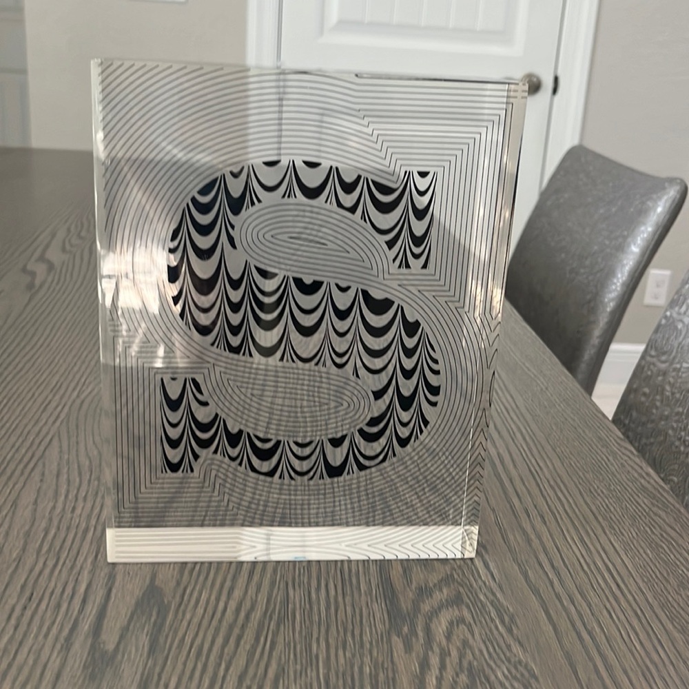Jonathan Adler Lucite block. The letter “S”